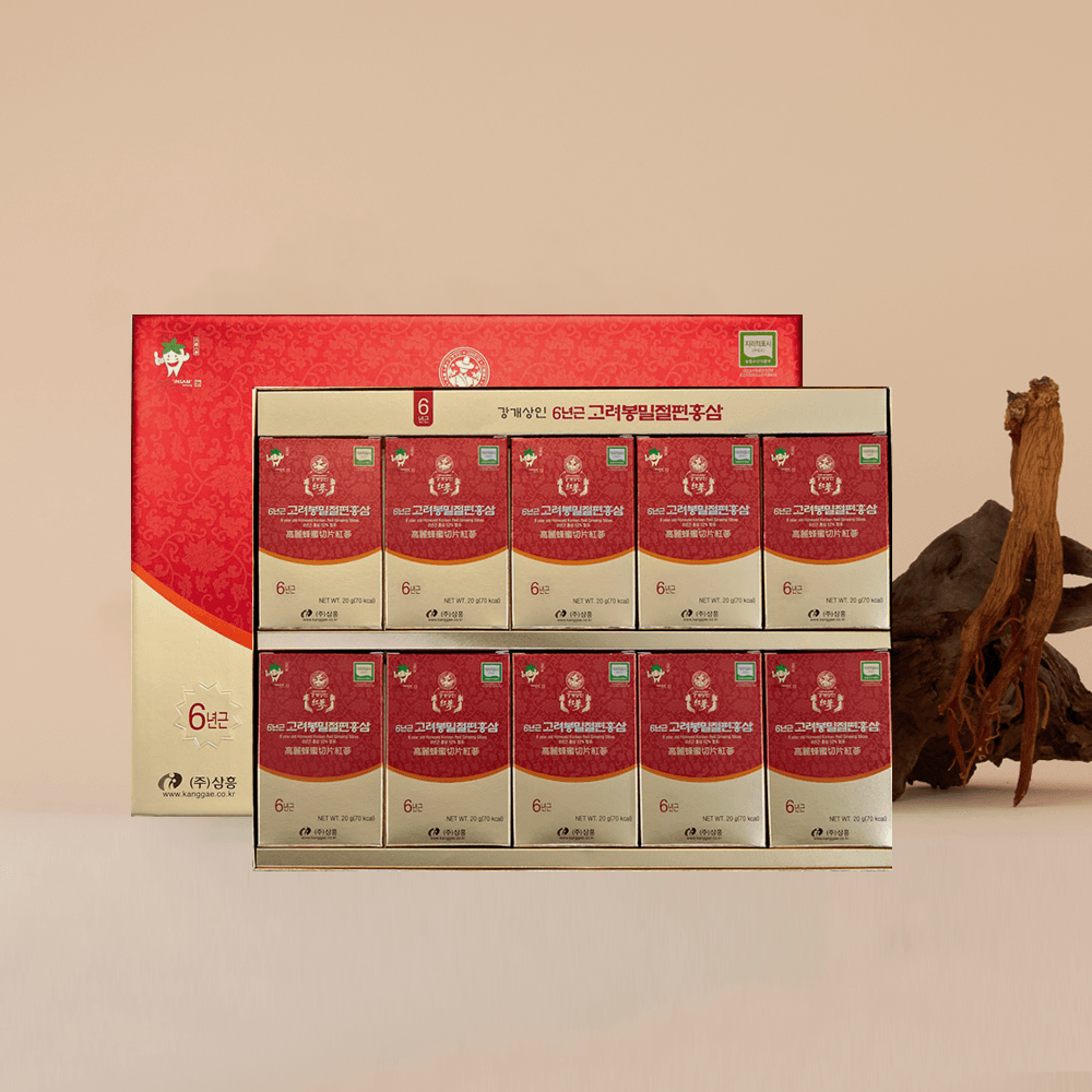 Sản phẩm Hồng Sâm Lát Tẩm Mật Ong Cao Cấp Goryeo 6 Năm Tuổi của Kanggae Sangin